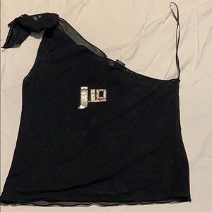 J. Lo NWT sheer one shoulder top